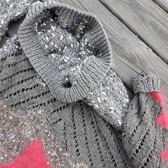 Chunky Knit Sweater Handmade Fuzzy Soft Fun Unique Ugly Cute Valentine Pink Fur - Picture 10 of 16